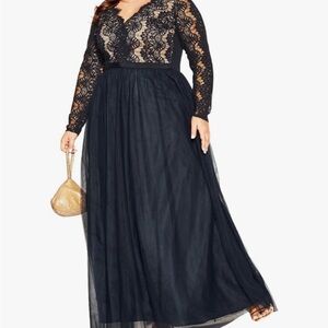 Rare Beauty / City Chic Navy Lace Long Sleeve Dress
